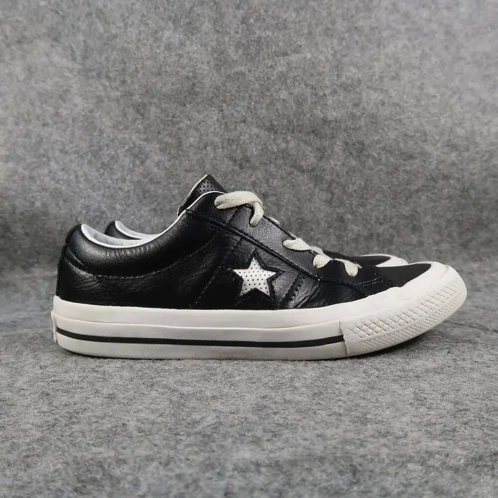 Converse Shoes Kids 3 Sneakers One Star Ox Junior Black Leather Trainer Lace Up